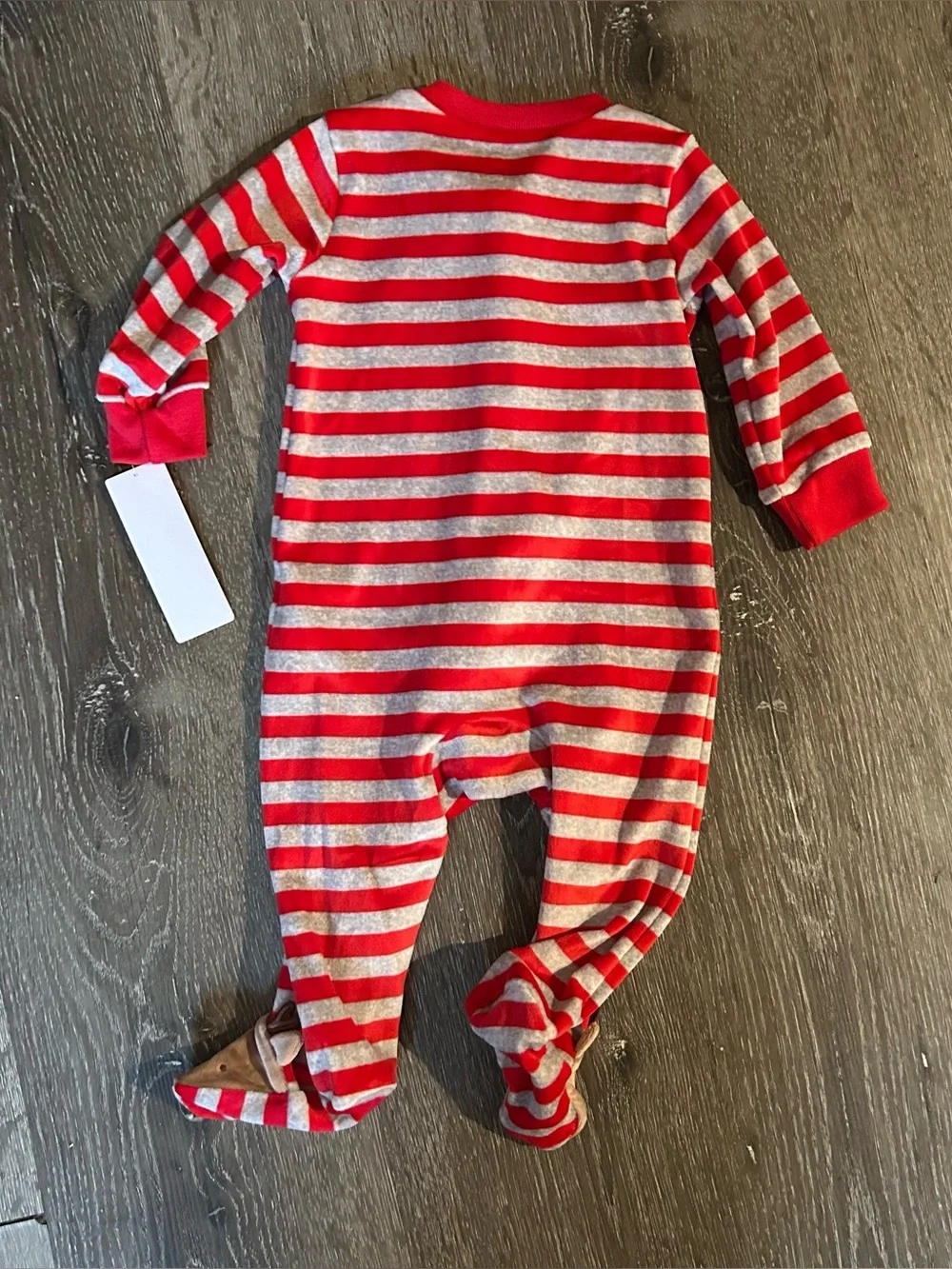 NWT Carter’s 6 Months Christmas Red Gray Striped Soft Warm 2 Way Zip Up Sleeper